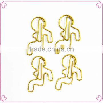 Hot selling golden baby shaped human design metal paper clips