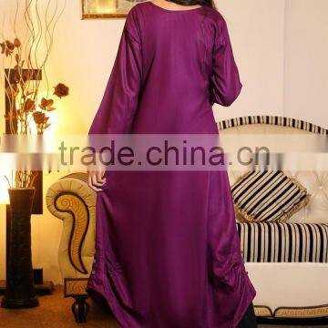 Pakistani Purple Kurti With Front Neck Diamante Buttons Designs HSd7078 photo-4