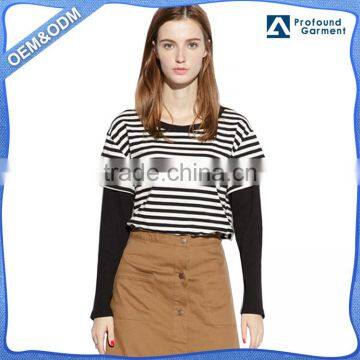 loose long tail blank striped long sleeve extended dry fit custom t shirt woman wholesale china plain design