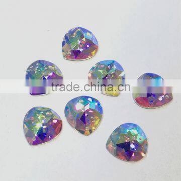 leaf shape glass flat back sew on beads crystal pendant for jewelry making