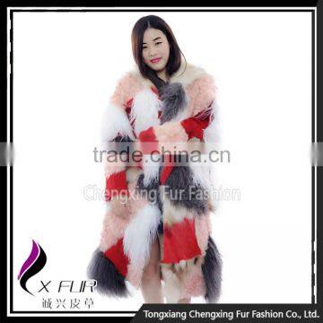 CX-G-A-58 Patchwork Mongolia Tibetan Lamb Fur Winter Fur Coat photo-3
