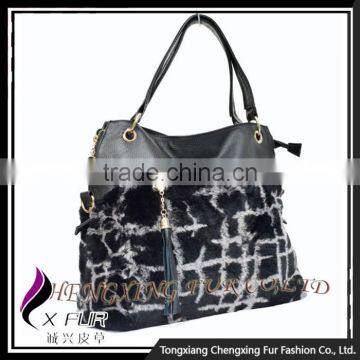 CX-H-44 Ladies Fashion Design Rex Rabbit Fur Handbag