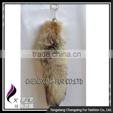 CX-R-05 Promotional Key Chain Natural Color Fancy Fox Fur Tail Key Ring photo-5