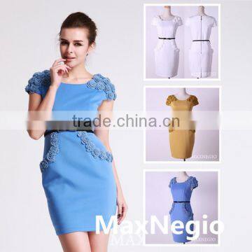 OL office ladies plain blue white yellow uniform dresses on sale