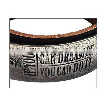 Handmade Square Tag Leather Bracelet With Words Engraved,wholesale Custom Mens Bracelets photo-6