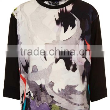 womens long sleeve custom all over crewneck sweatshirt printing wholesale