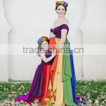 Newborn Gown Momy And Me Boho Dress Chiffon Mother Daughter Matching Dress photo-3