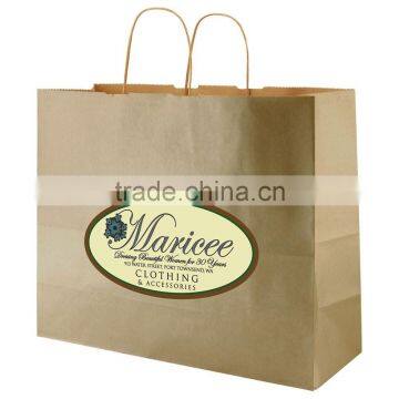 USA Made Precious Metal Kraft Shopping Bag - made of natural kraft paper, dimensions are 16" x 6" x 13" and comes with your logo