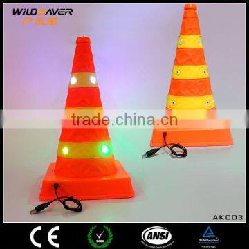 USB Rechargeable LED Collapsable Traffic Cone High Way Safety