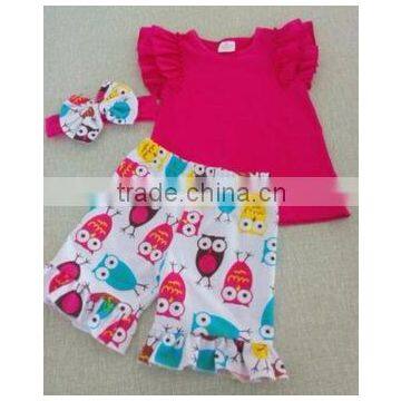 2017 wholesale children's summer dress set the high-quality goods Colored owl pattern design