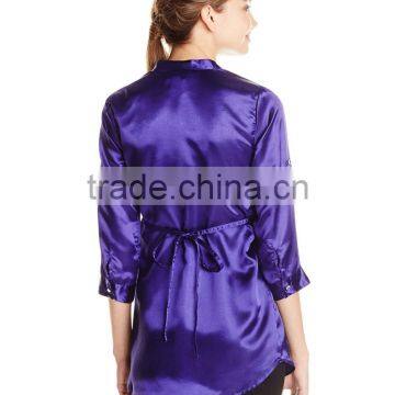 Roll 3/4 Tab Sleeve Satin Pintuck Tunic Dress photo-2