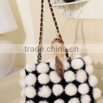 Multi Purpose fashionable rabbit fur bag