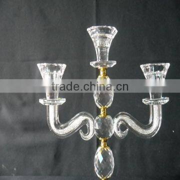 Wedding Decorative Candelabra,Crystal With Golden Metal Candle Holder photo-2