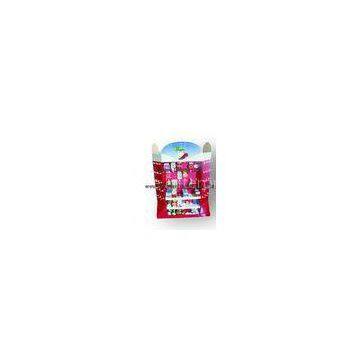 Red offset printing Cardboard Pallet Display cases with hooks for showing candies
