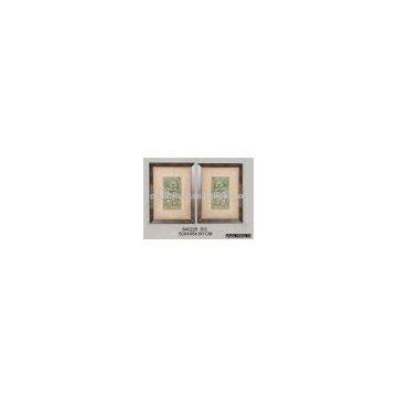 metal frame wooden wall art with glass covered