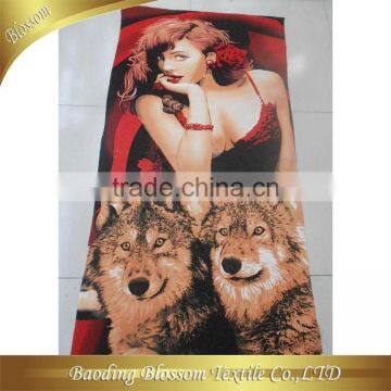 sex woman and animal printed 100% polyester microfiber beach towel