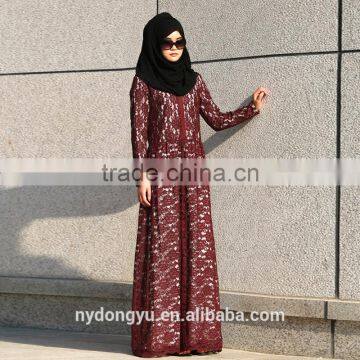 red lace flower printed muslim dress/baite fancy abaya kaftan muslim shirt/ islamic n muslim womenshirt