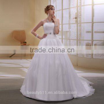 A-Line Strapless Long Trailing With Beaded Sash Wedding Dress AS01202 photo-3