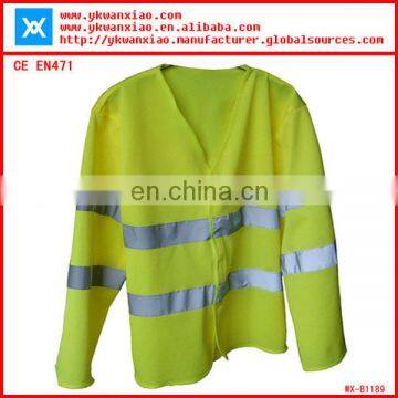 high visibility fluorescent long sleeves reflective clothes,safety jackets