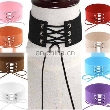 Femme sexy lacets gothique punk choker velours en cuir collier fait main bijoux