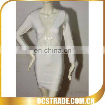 2014 hot sell quality white expose chest bandage dress