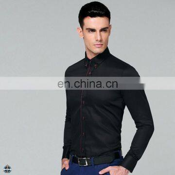 T-MSS557 Black Cotton Latest Pattern for Men Dress Shirt Design