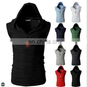 T-MV001 Men Casual Hat Half Placket Tank Tops