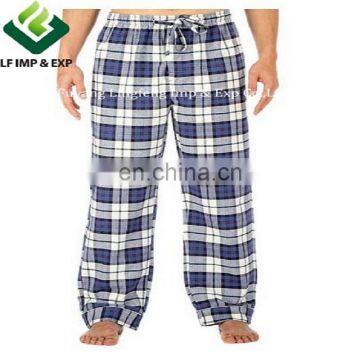 Cotton Flannel Pajama Lounge Pants-Blue/White/Purple Plaid