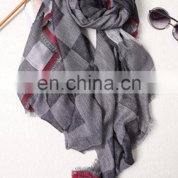 Wholesale price Nepal men handsome plaid touch soft cashmere scarf