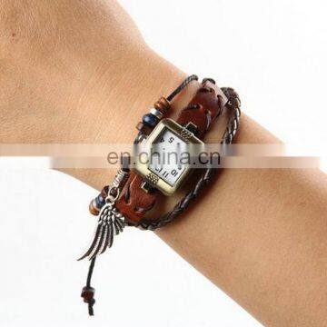 Ladies Women Fashion Stainless Steel Genuine Charm Lretro Genuine Leather Watch photo-2