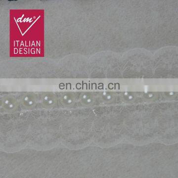 2017 Popular High Designs Black Beaded Pearl Lace Trim for Garment Decoration photo-3