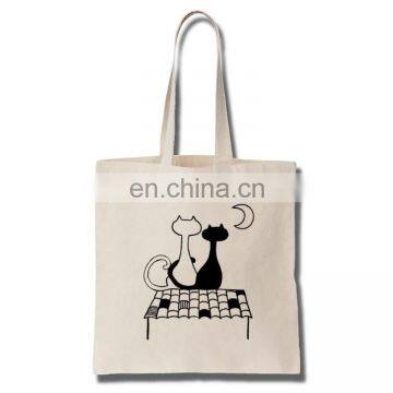 Women cotton tote bag with 2 cats on the roof printing