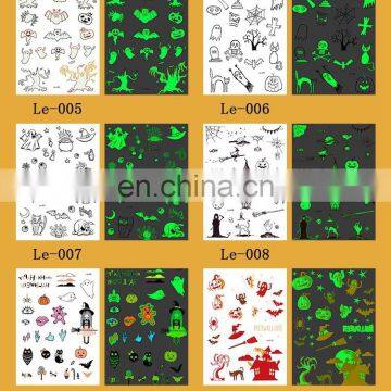 free ship Horror Luminous Temporary Tattoo Body Art Painting Waterproof Glow in the dark Halloween Temporary Tattoo Sticker