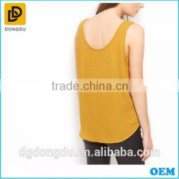 New Fashion Mustard Scoop Neck Vest Tops for Ladies