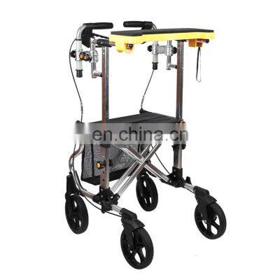 450LBS capacity beach folding patient posterior 4 wheeled upright walker Aluminum rollator for the elderly