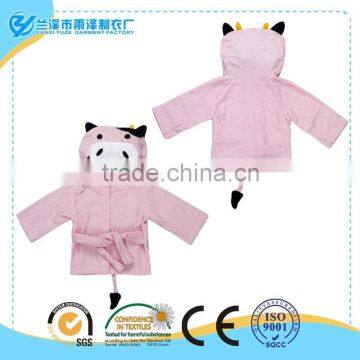 2015 new design animal print baby bathrobe with sleeves