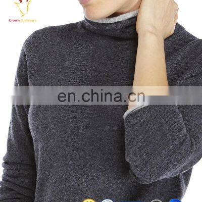 Пуловер из мериновой шерсти с воротником-воротком для женщин photo-3