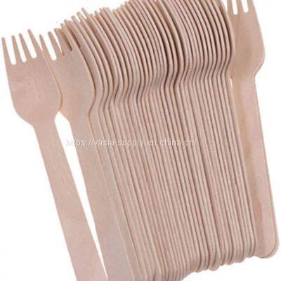 FSC certified wooden forks for eating food grade disposable cutlery set compostable tableware