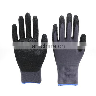 Wholesale Customized Free Sample 13g Polyester Black Latex Crinkle Palm Coating Working Gloves