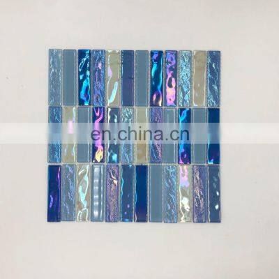 Foshan 300x300 Blue Color Glass Swimming Pool Mosaic Tile Kitchen Back Splash Bathroom Floor Tile