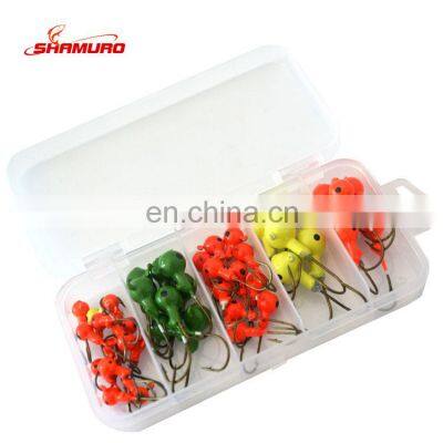 44pcs/set Jig Head Fishing Hooks High Carbon Steel Lead Head Lures Fishing Hooks Set With Box photo-2
