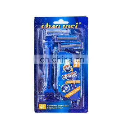 Factory price dark blue men's hair removal knife with rubber handle professional hair knife