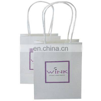 Private logo durable handbag card paper bag luxury packaging with handles for wine gift packing with gold or sliver logo on side