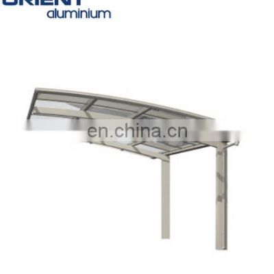 Aluminum cantilever single carport with solid PC board roof, powder coating frame