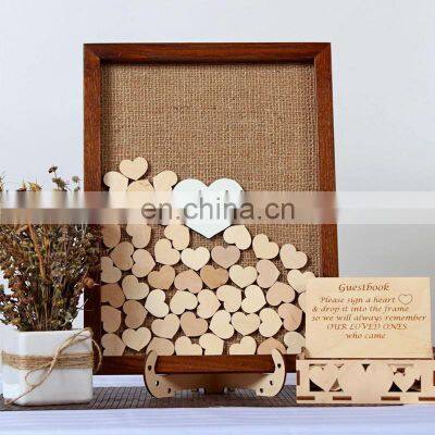 Customized guest book sign wooden frame  unique alternative drop top wood frames wedding decoration