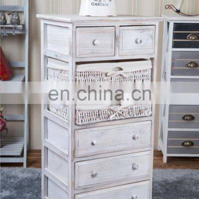 Factory Wholesale Solid Paulownia MDF Wood Chest With Wicker Drawer Storage Cabinet photo-4