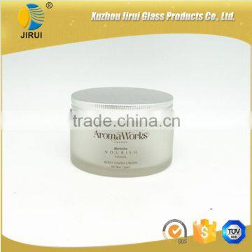 200ml printing glass cream jar with plastic lid/ silver aluminum lid