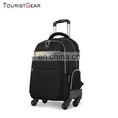 new design Waterproof Durable nylon fashion wheeled trolley backpack bags with good quality