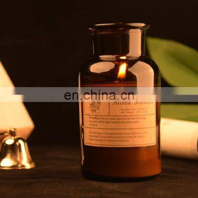 ENO Private Label Glass Jar Candle With Wooden Lid Smokeless Soybean WAX Candles Sandalwood Fragrance Scented Candle