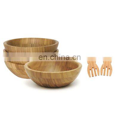 Practical Bamboo Wooden Salad Bowl With Wooden Spoon and Fork Set photo-2